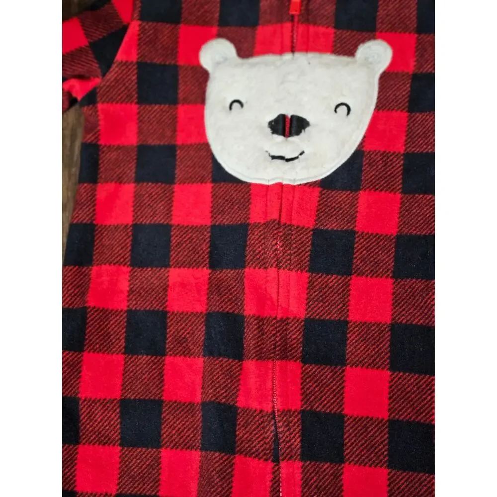 Carter's Just One You Boy's Red Fleece Polar Bear Sleep & Play (NWT) 9 Months
